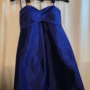 Cache Royal Blue Satin Strapless Empire Waist Formal Mini Dress Size 4